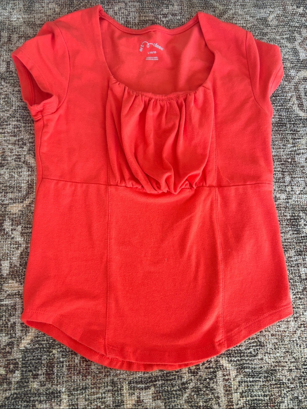 art class Bright Orange Short Sleeve Gathered Bust Tee